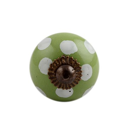 Green Polka Dot Small Ceramic Drawer Knob